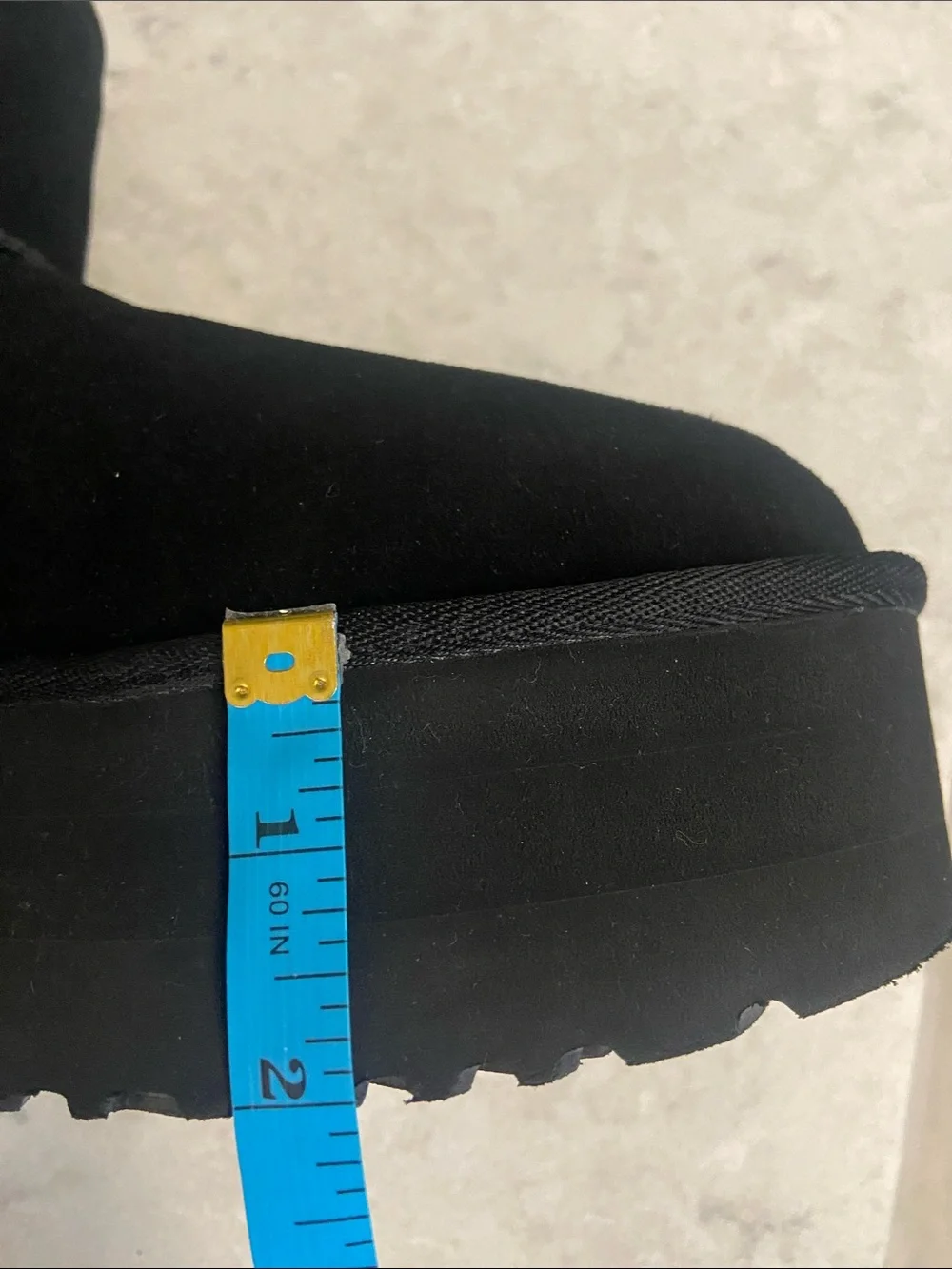UGG Black Suede Platform Mini Shearling Winter Boots, size 9